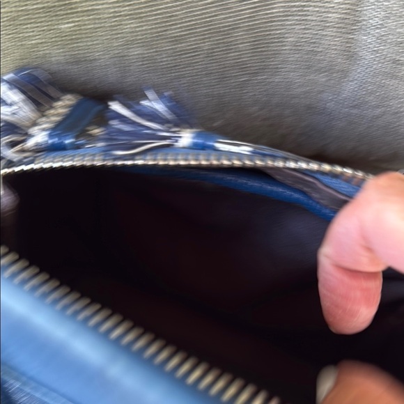 Sam Edelman Blue and Black Patterned Fringe Women's Bag with removable strap - Picture 8 of 8